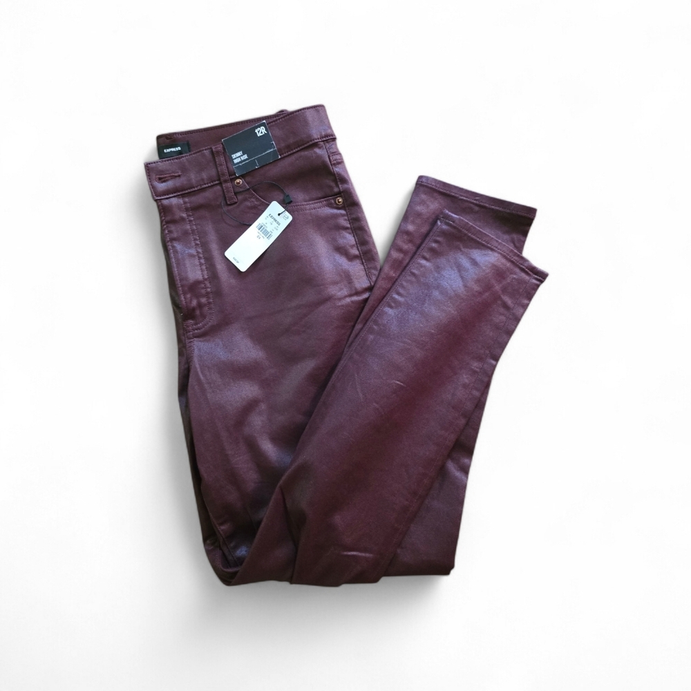 Express Deep Burgundy High Rise Skinny Jeans